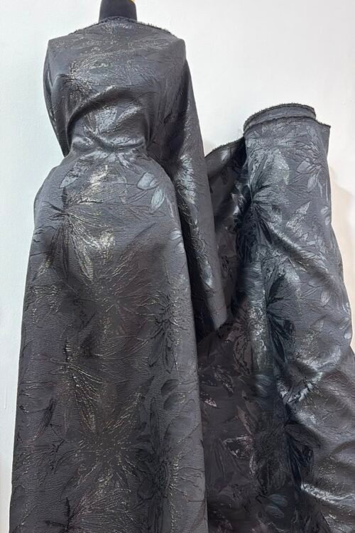 Luxurious Black Brocade Fabric for Boubou