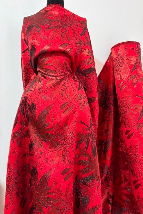 Luxurious Red Brocade Fabric for Boubou