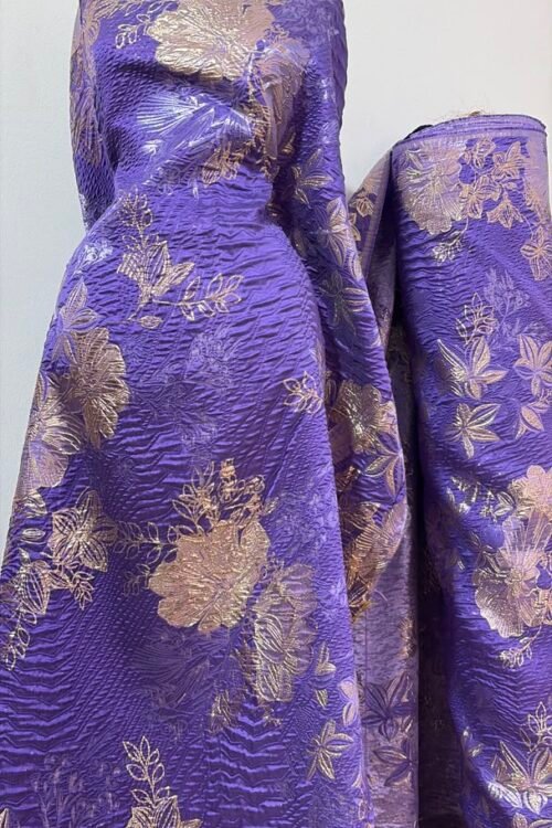 Luxurious Royal Purple Brocade Fabric for Boubou